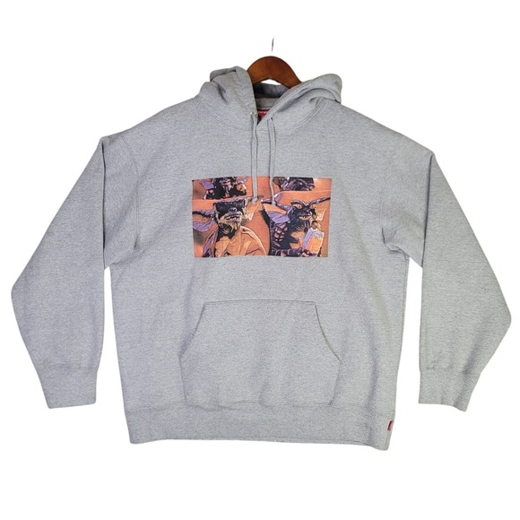 Supreme Gremlins Hoodie Sweatshirt Gray Mens Large‎ Pullover Box Logo - Picture 1 of 14